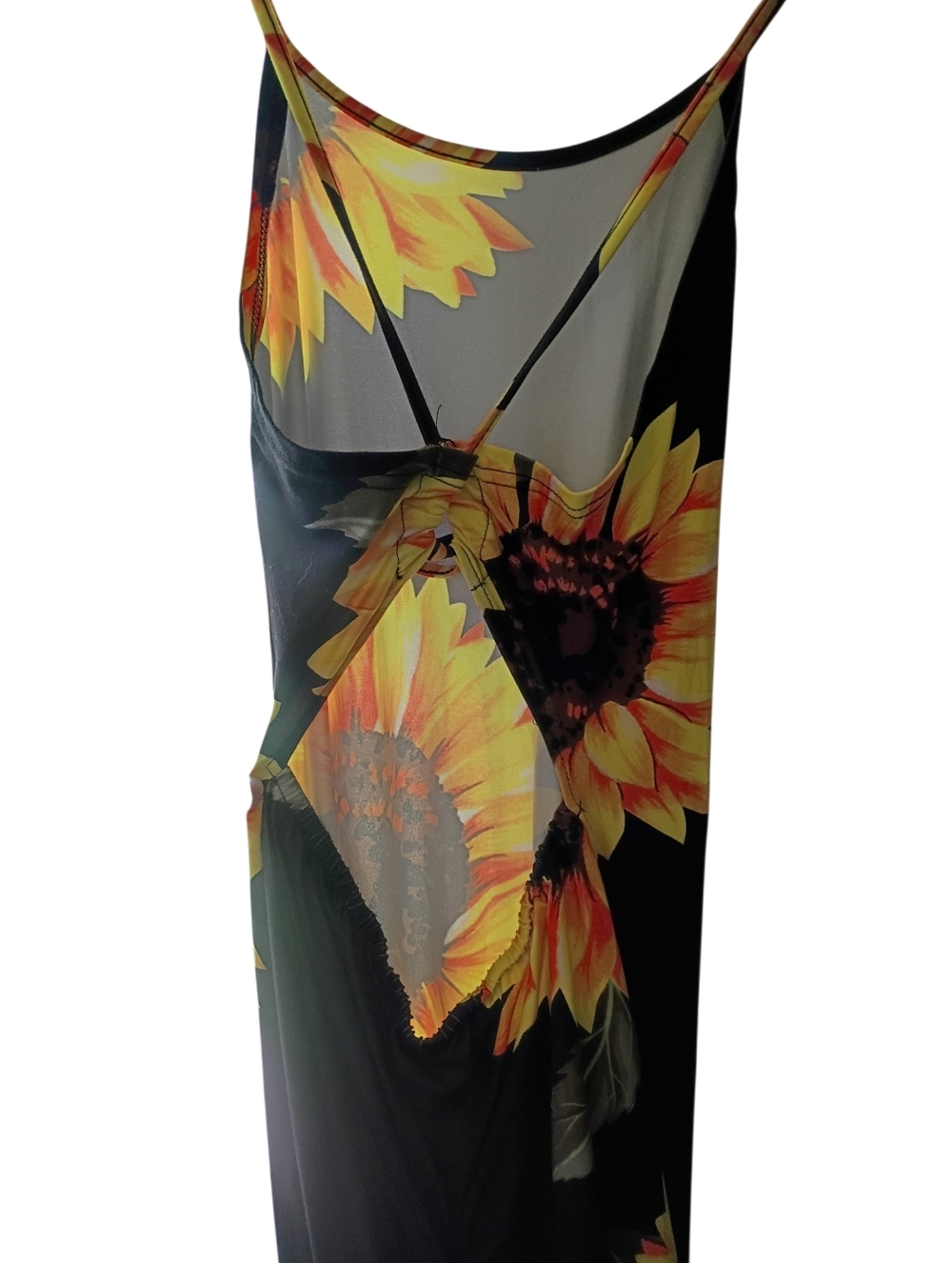 Shein Very Long Sunflower Spaghetti Strap Pencil Dress Size Large - Picture 5 of 6
